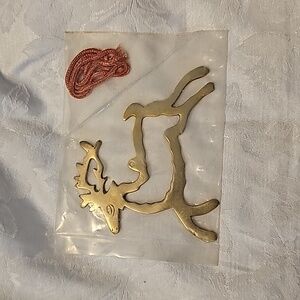 Vintage Solid Brass Reindeer Hanging Ornament Christmas Decoration Tree Hang